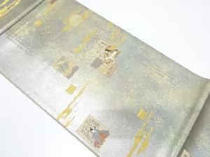 引箔 ヱ霞に満月・時代人物模様織り出し 袋帯